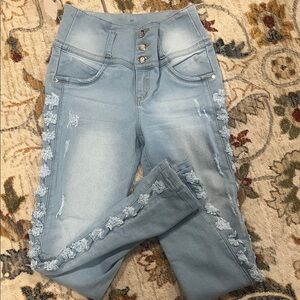 Light Blue Embroidered Women's Jeans